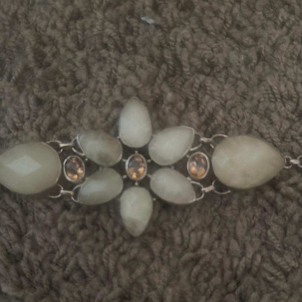 Vintage AF 925 Elegant Silver and Cream Women's Bracelet Amazing Condition